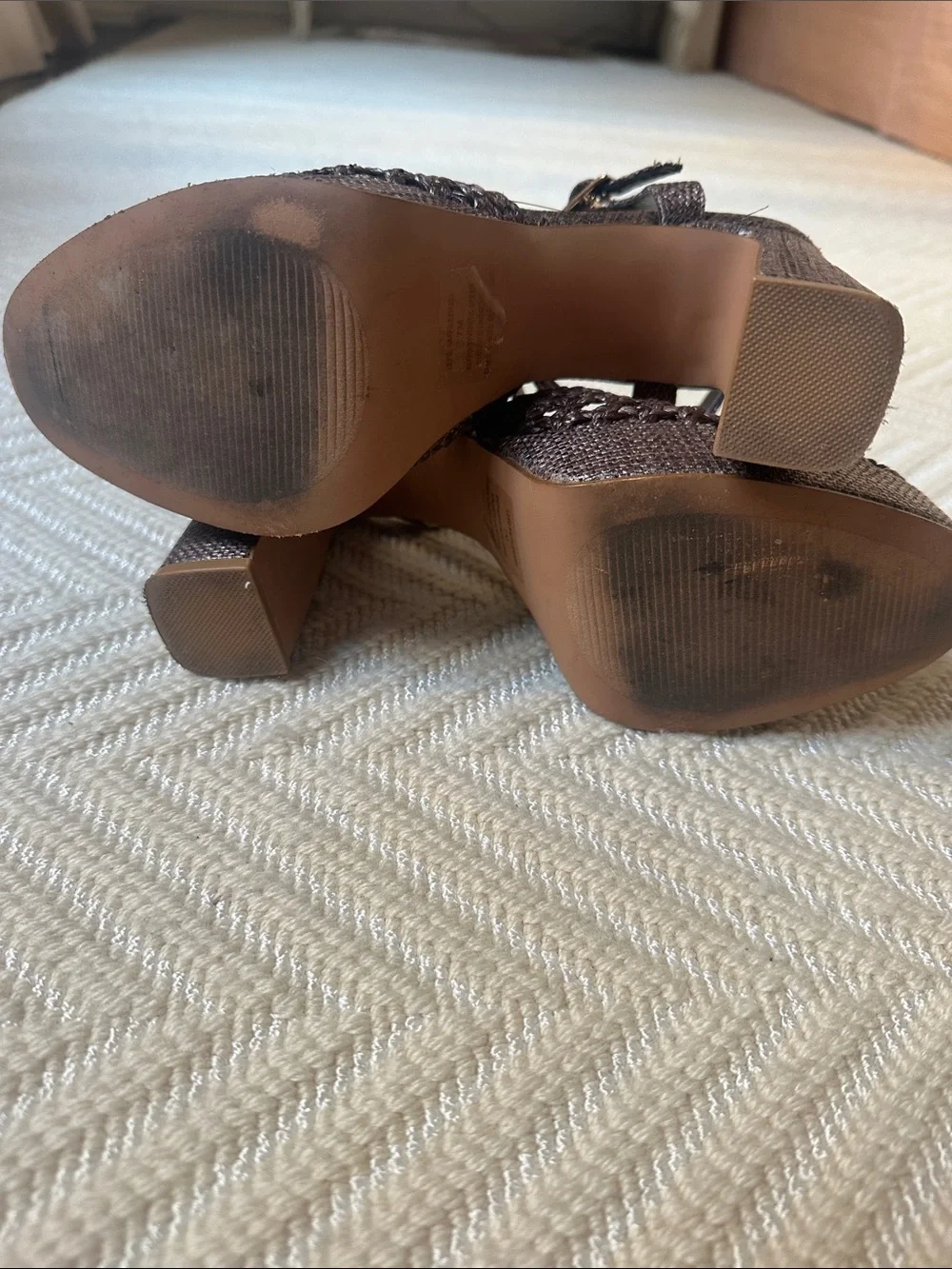 Steve Madden Brown Lexie Raffia Platform Heels